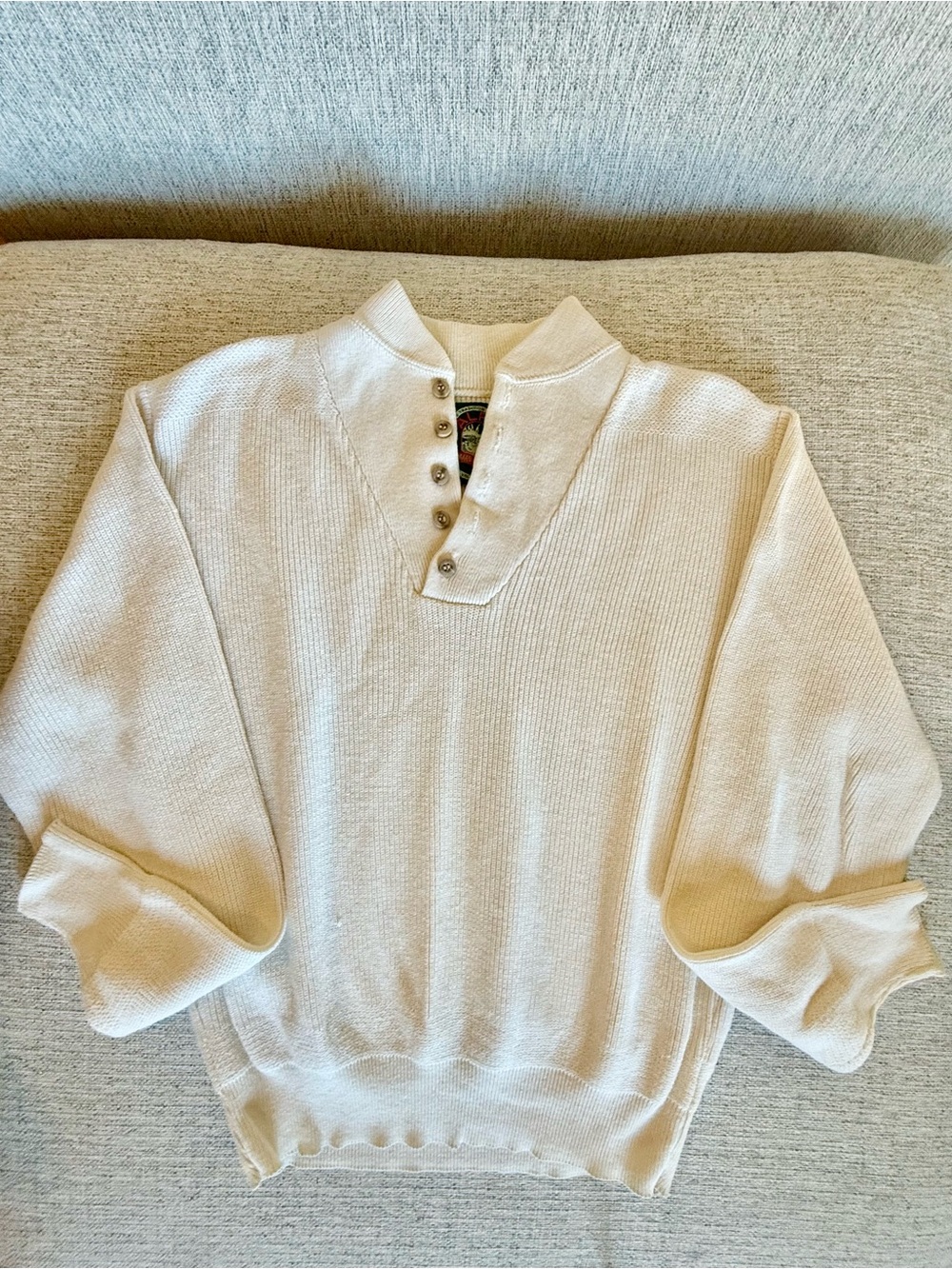 Vintage 90s ALPS Rugged Outdoors Cream Knit Sweater M Made USA